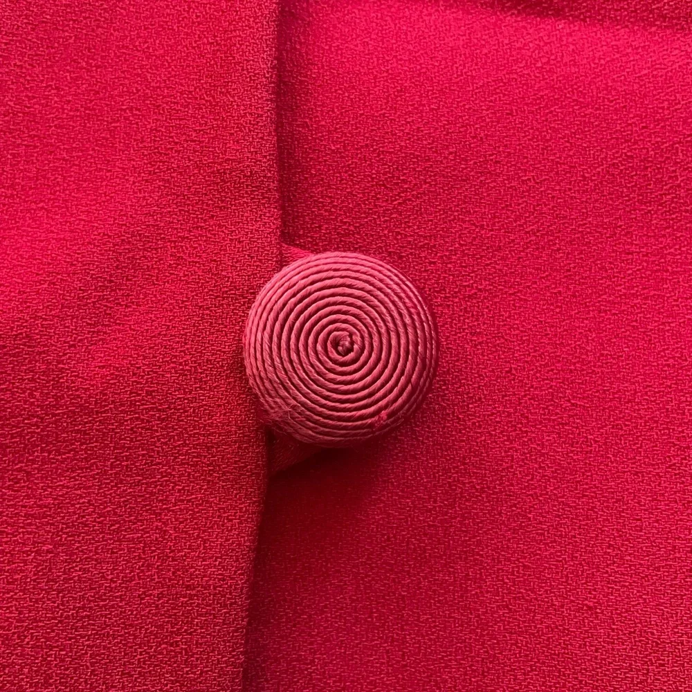 Vintage Christian Dior Red 3 Button Long Blazer Coat Women’s Sz 14
